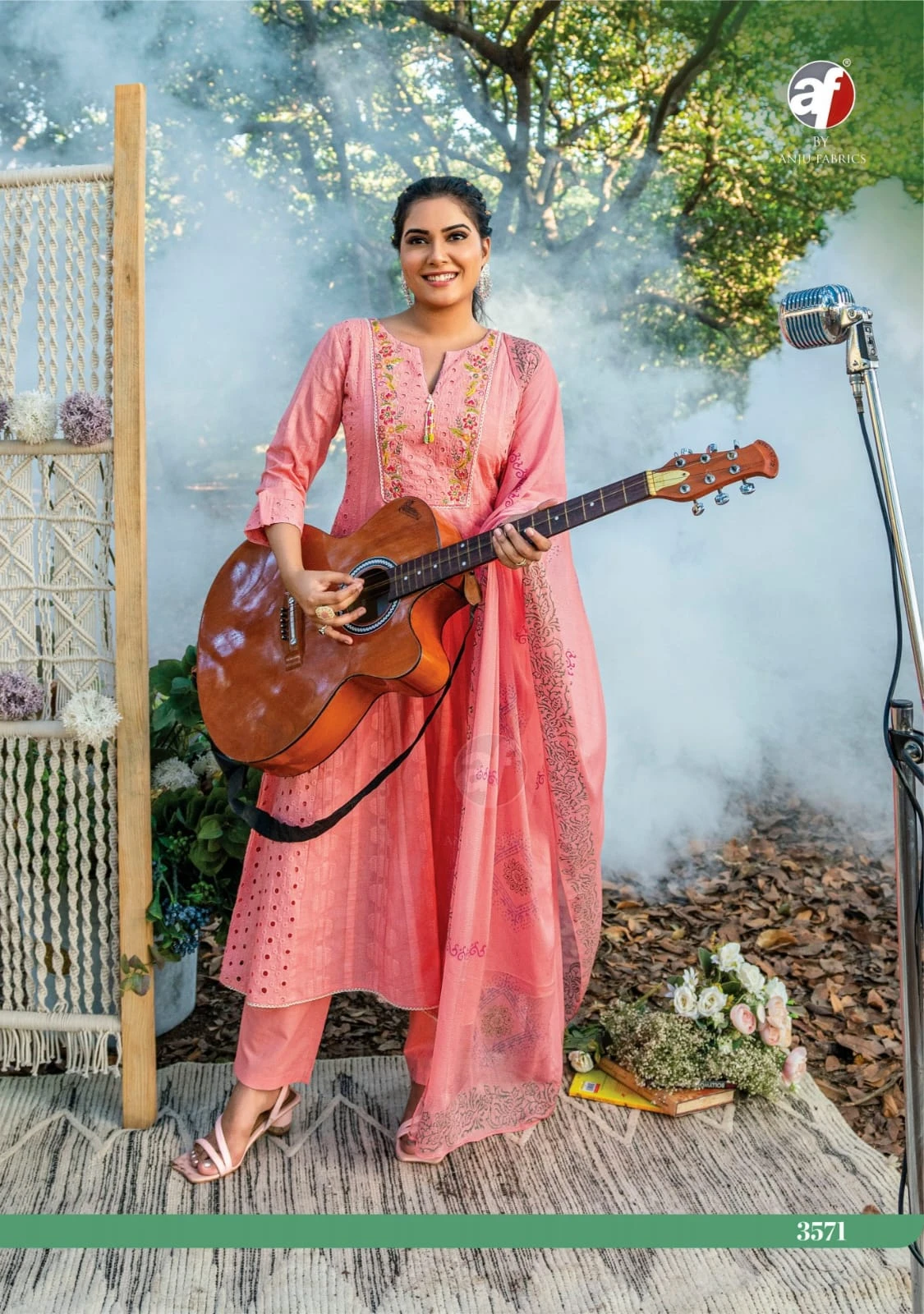Anju Fabrics Rhythm Cotton Schiffli Wholesale Readymade Salwar Suit Catalog — Wholesale Salwar Suits, Anju fabric wholesale from Surat — view 5